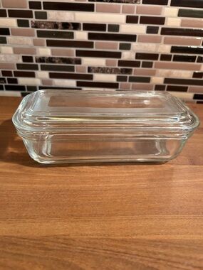 Vintage Clear Glass Rectangular Refrigerator Dish with Lid - Home Kitchen